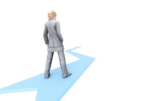 Animation of a business man walking on a path